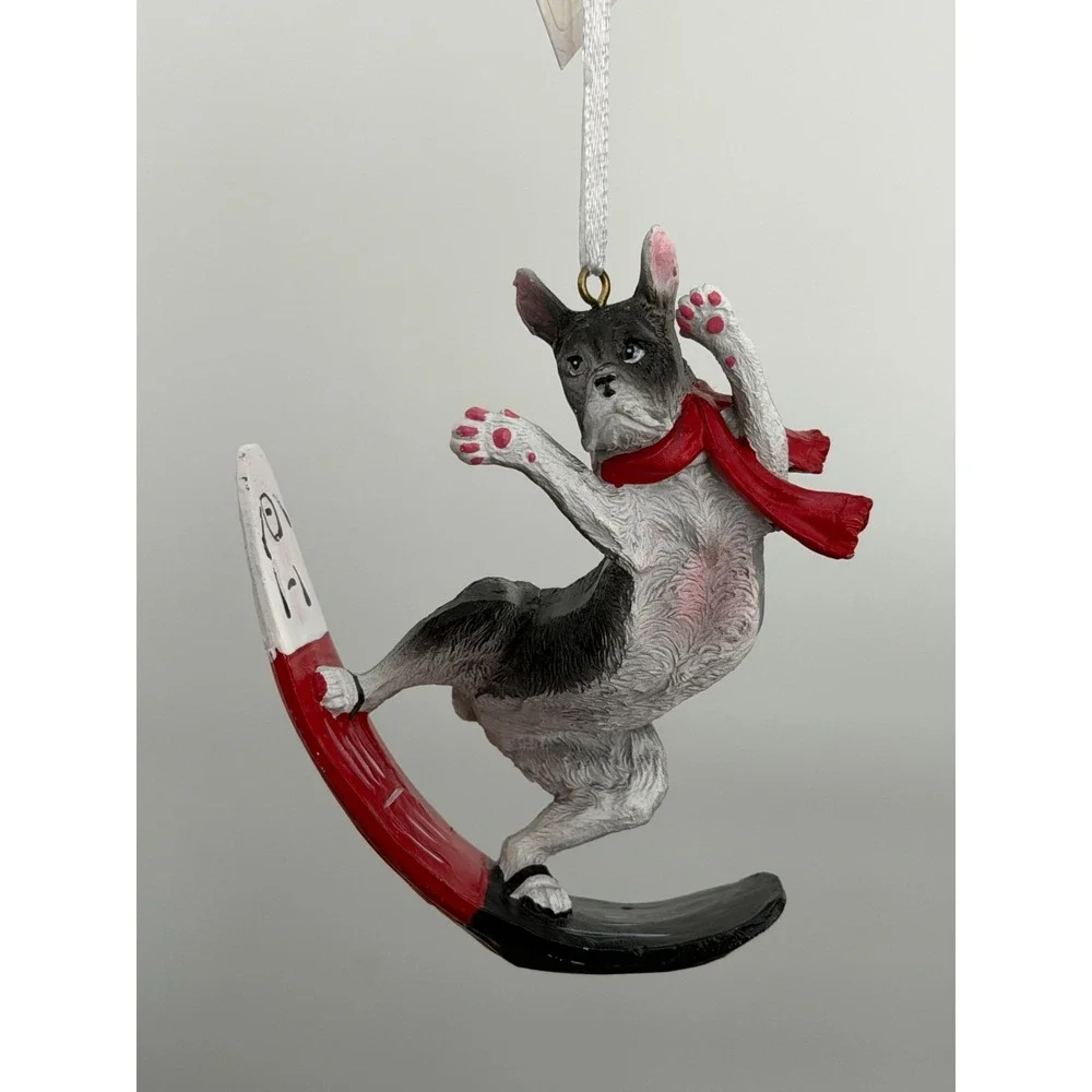 Dog Snowboarding Boston Terrier Christmas Ornament Boston Terrier 4.12